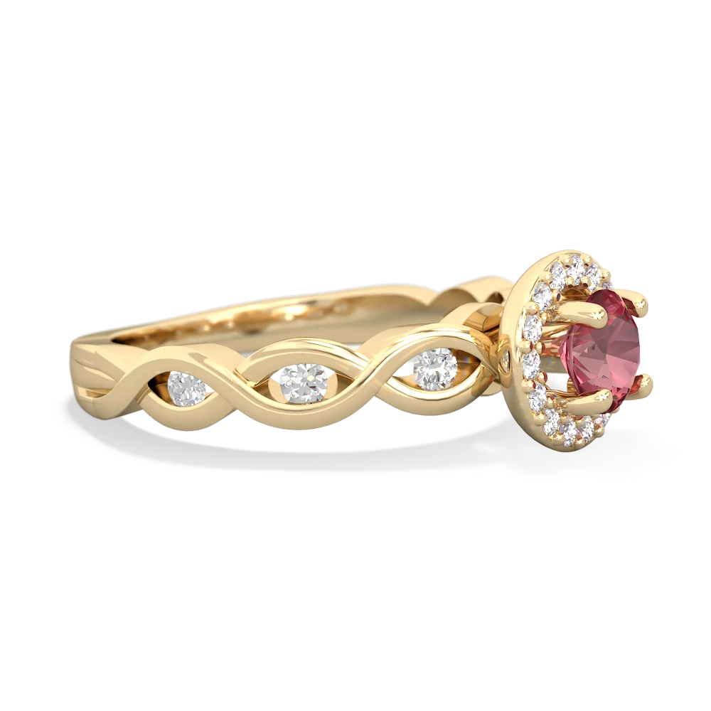 Pink Tourmaline Infinity Halo Engagement 14K Yellow Gold ring R26315RH