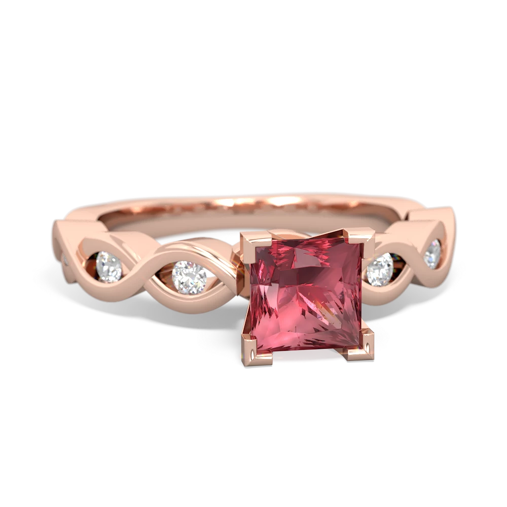 Pink Tourmaline Infinity 5Mm Square Engagement 14K Rose Gold ring R26315SQ