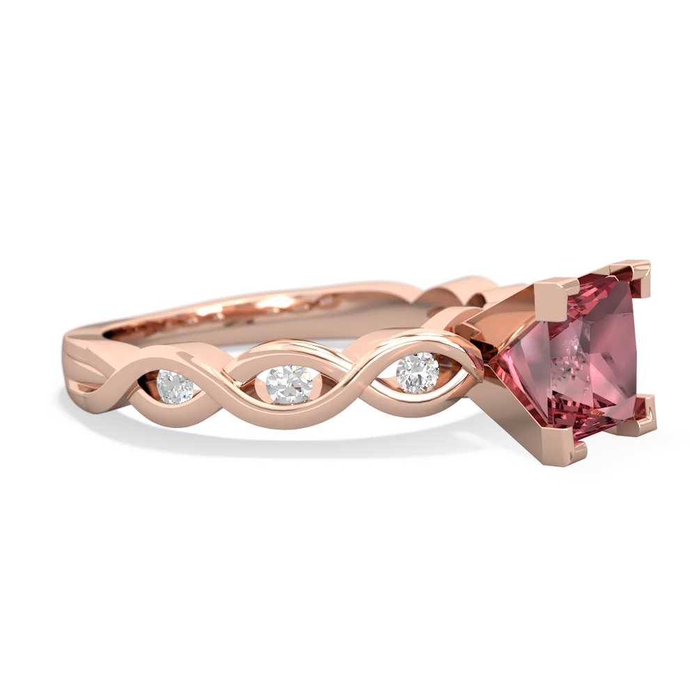 Pink Tourmaline Infinity 6Mm Princess Engagement 14K Rose Gold ring R26316SQ