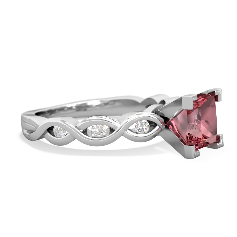 Pink Tourmaline Infinity 6Mm Princess Engagement 14K White Gold ring R26316SQ