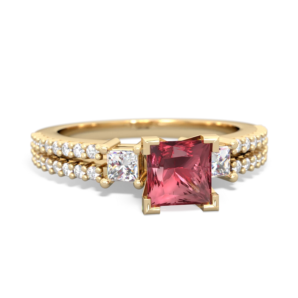 Pink Tourmaline Classic 5Mm Square Engagement 14K Yellow Gold ring R26435SQ