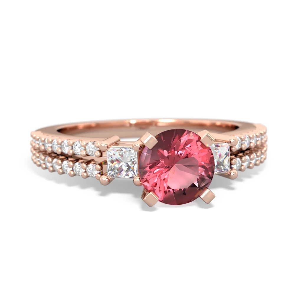 Pink Tourmaline Classic 6Mm Round Engagement 14K Rose Gold ring R26436RD