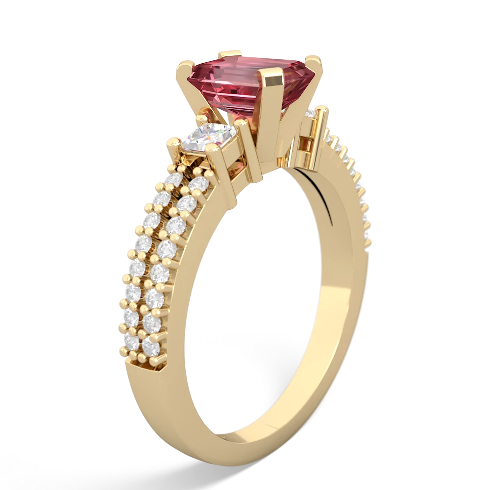 Pink Tourmaline Classic 7X5mm Emerald-Cut Engagement 14K Yellow Gold ring R26437EM