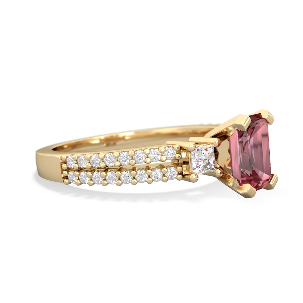 Pink Tourmaline Classic 7X5mm Emerald-Cut Engagement 14K Yellow Gold ring R26437EM