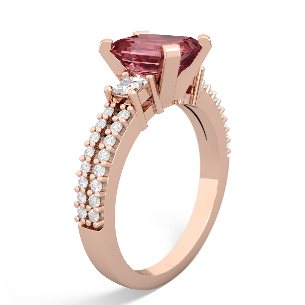 Pink Tourmaline Classic 8X6mm Emerald-Cut Engagement 14K Rose Gold ring R26438EM