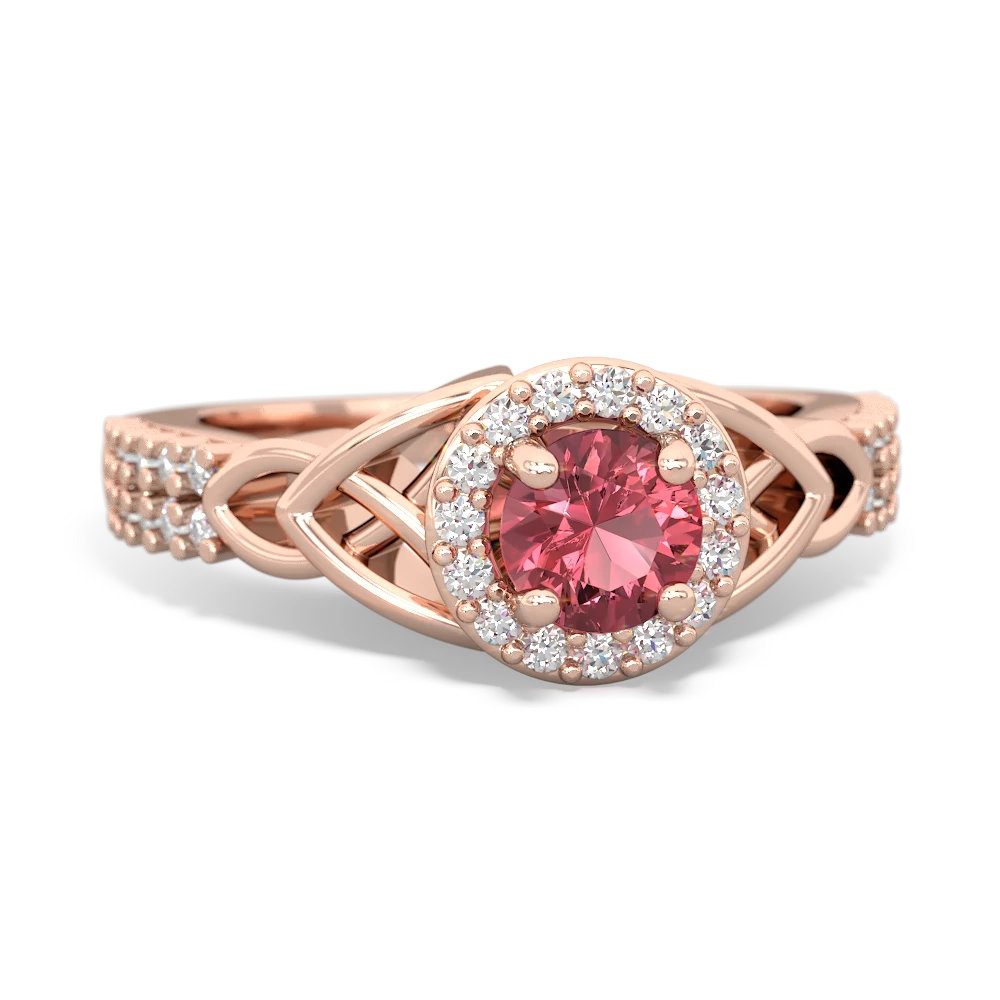 Pink Tourmaline Celtic Knot Halo 14K Rose Gold ring R26445RH