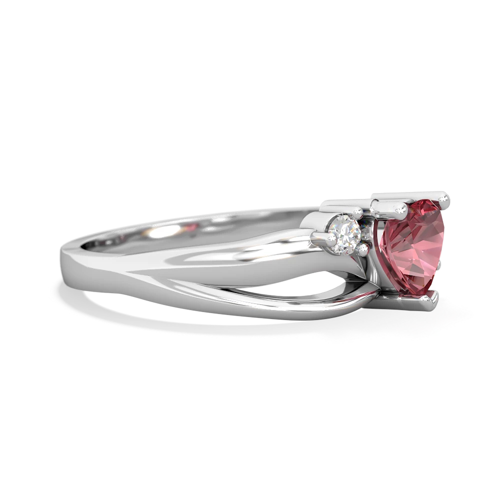 Pink Tourmaline Split Band Swirl 14K White Gold ring R2130