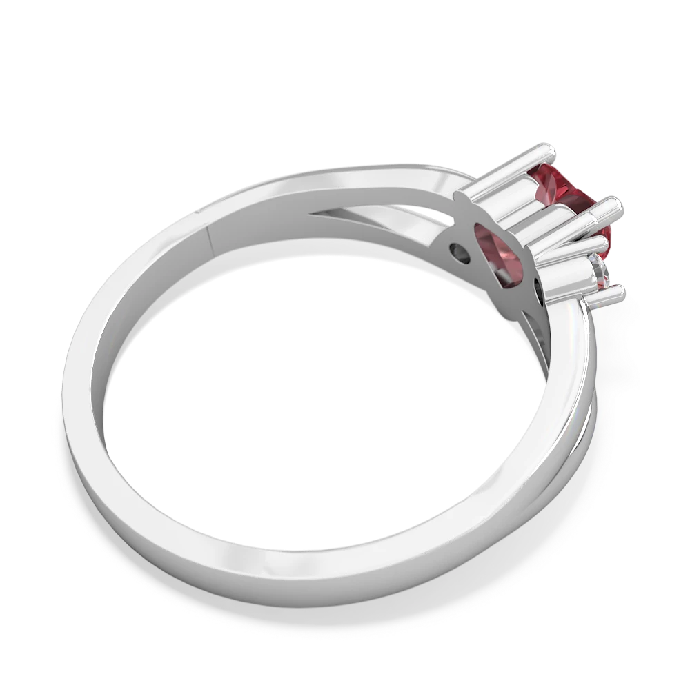 Pink Tourmaline Split Band Swirl 14K White Gold ring R2130