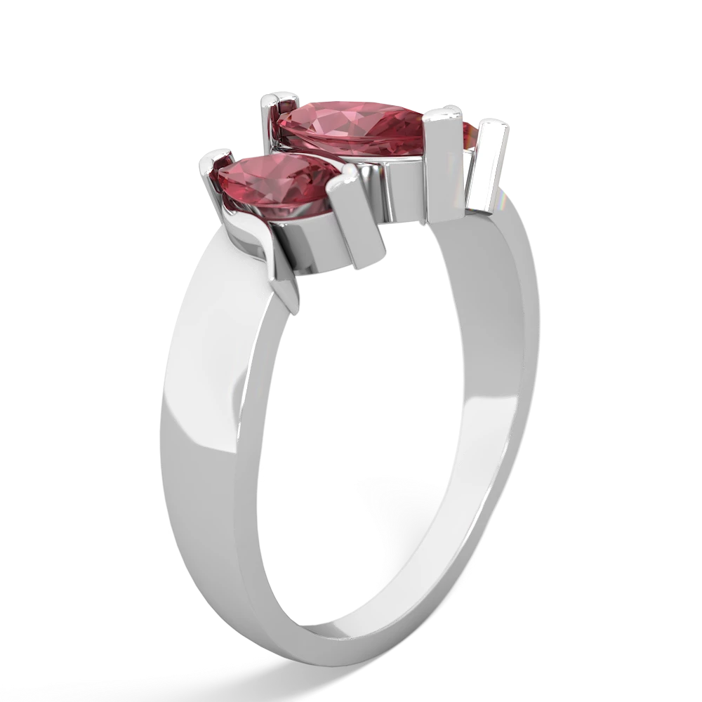 Pink Tourmaline Three Peeks 14K White Gold ring R2433