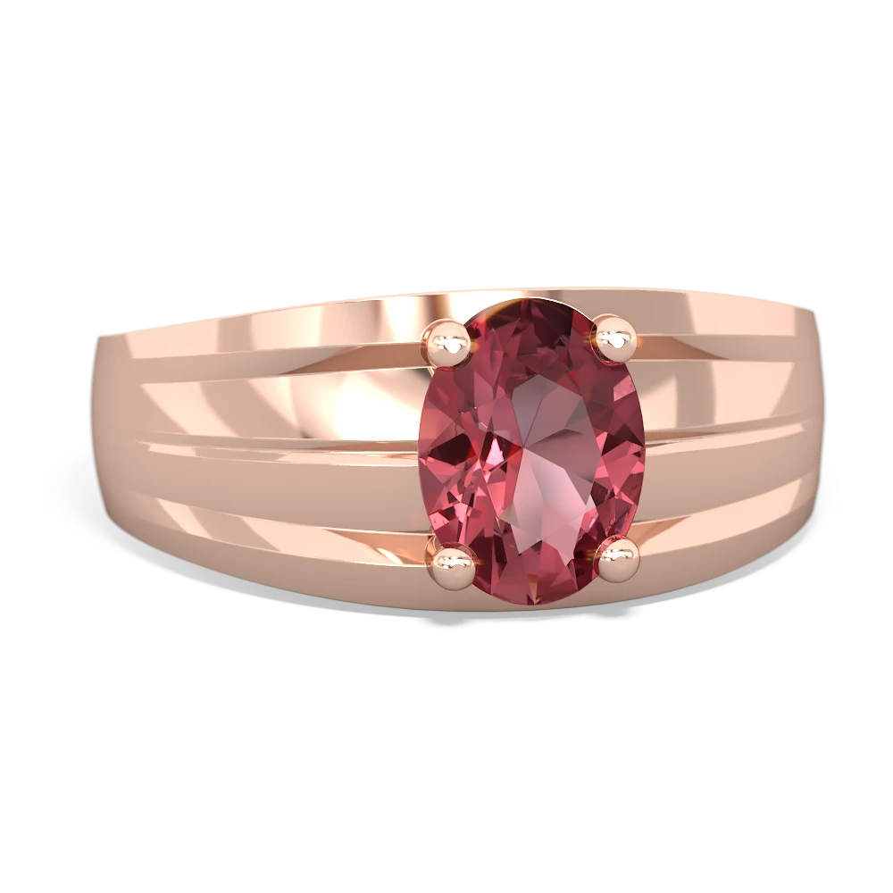 Pink Tourmaline Men's Two Lane 14K Rose Gold ring R0363