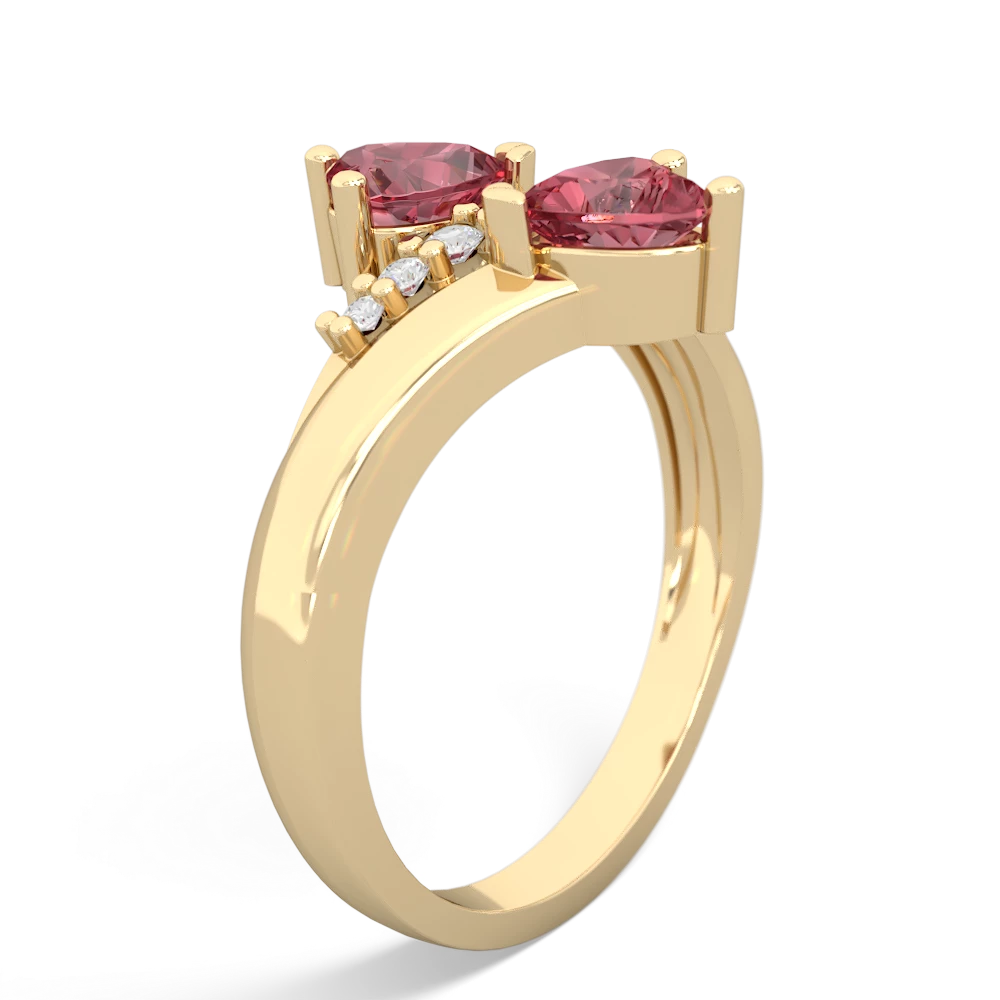 Pink Tourmaline Heart To Heart 14K Yellow Gold ring R2064