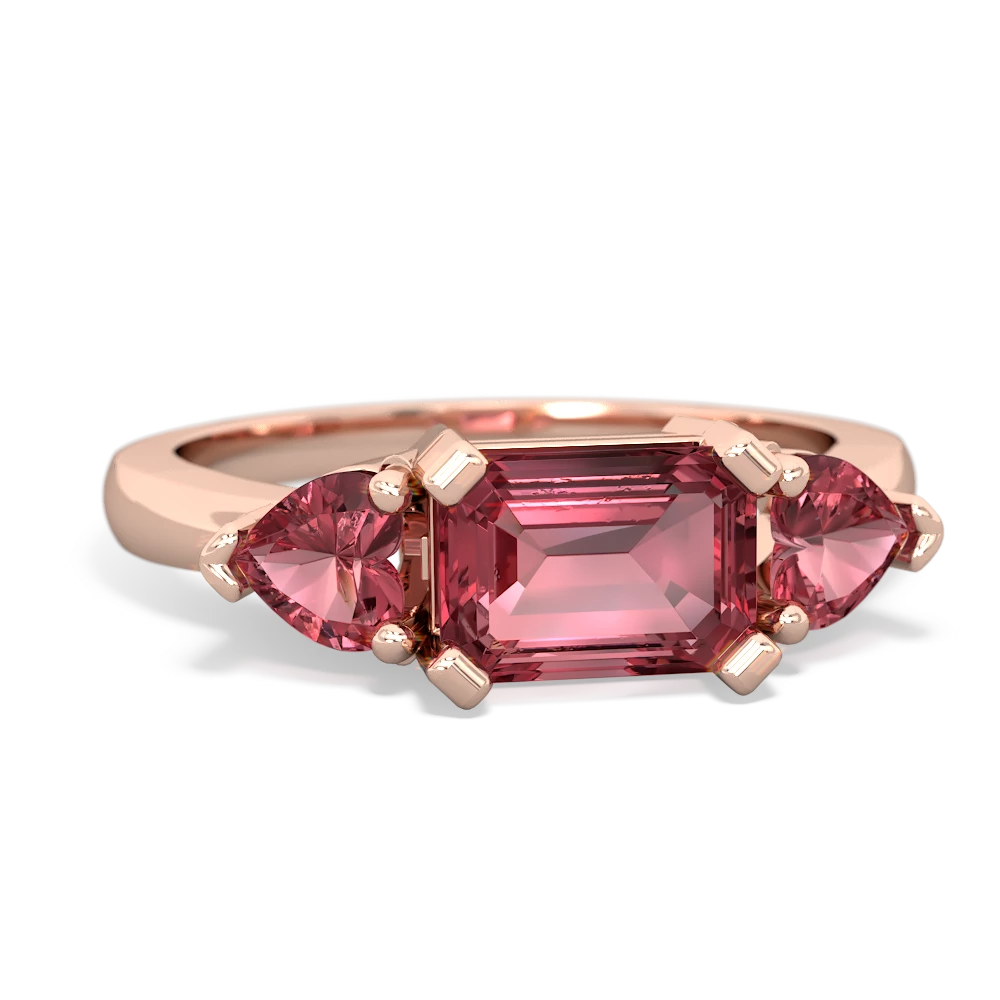 Pink Tourmaline Three Stone 14K Rose Gold ring R5235