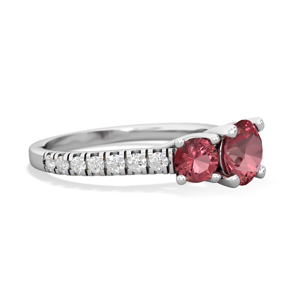 Pink Tourmaline Pave Trellis 14K White Gold ring R5500