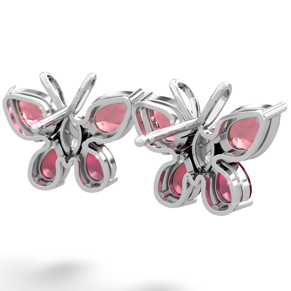 Pink Tourmaline Butterfly 14K White Gold earrings E2215