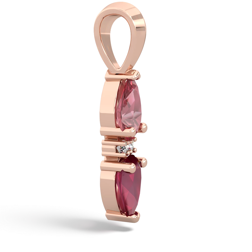 Pink Tourmaline Bowtie Drop 14K Rose Gold pendant P0865