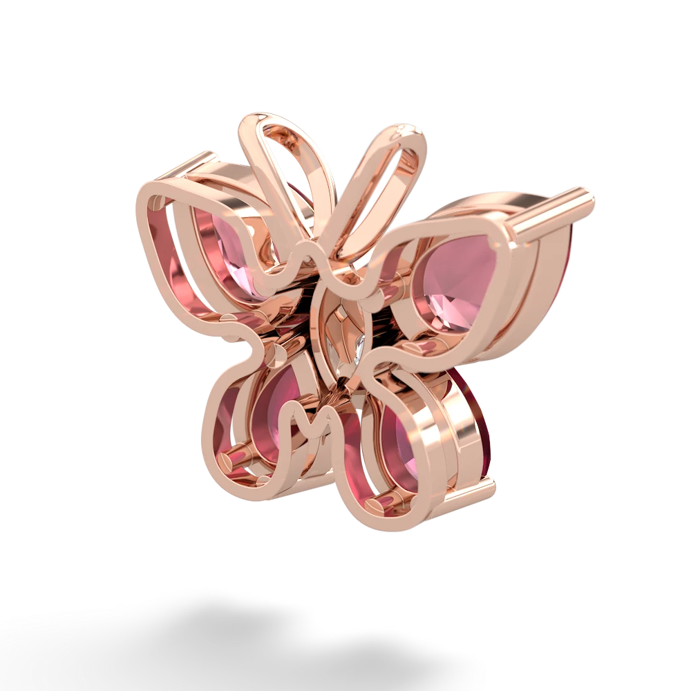 Pink Tourmaline Butterfly 14K Rose Gold pendant P2215