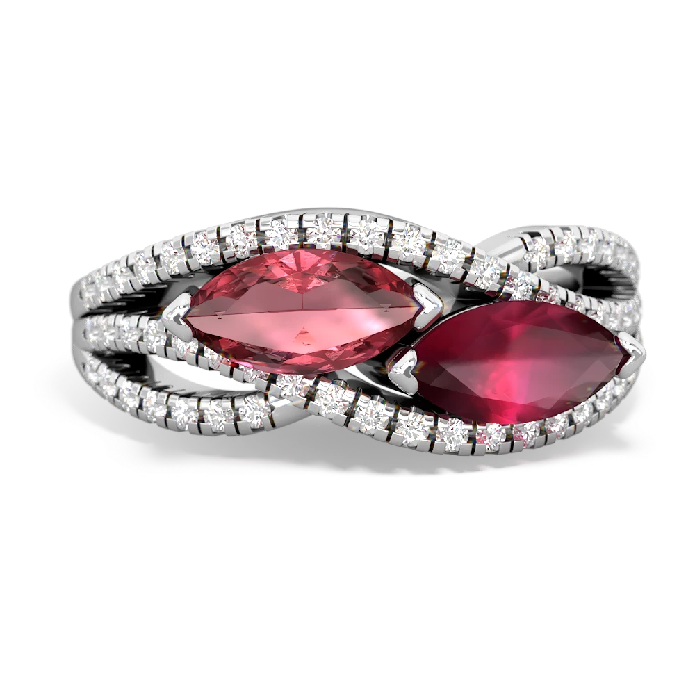 Pink Tourmaline Diamond Rivers 14K White Gold ring R3070