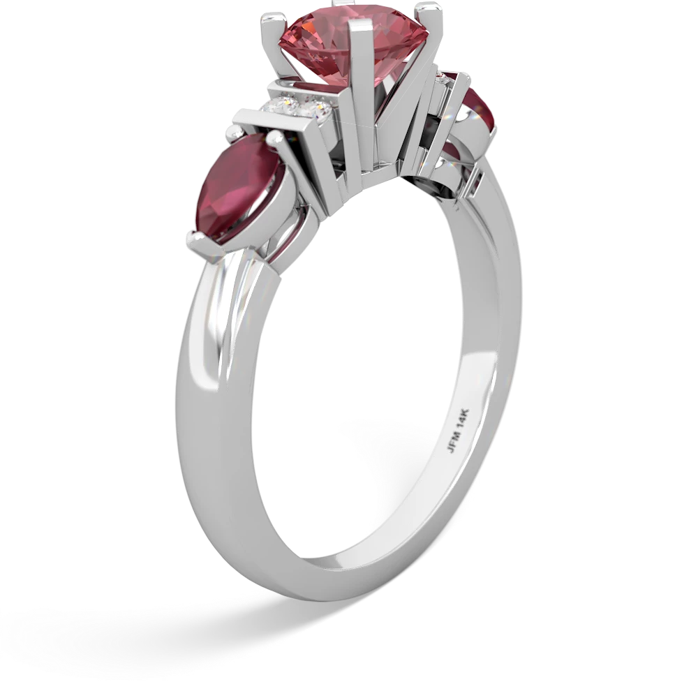 Pink Tourmaline 6Mm Round Eternal Embrace Engagement 14K White Gold ring R2005