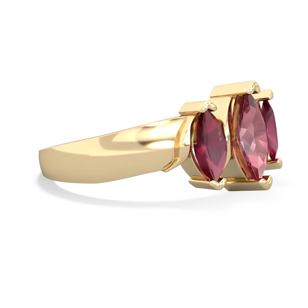 Pink Tourmaline Three Peeks 14K Yellow Gold ring R2433