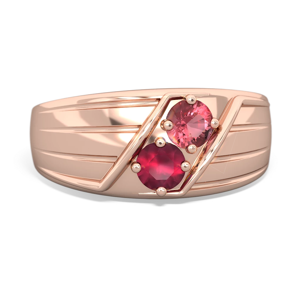 Pink Tourmaline Men's Streamline 14K Rose Gold ring R0460