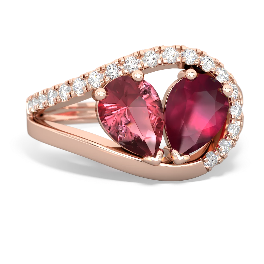 Pink Tourmaline Nestled Heart Keepsake 14K Rose Gold ring R5650