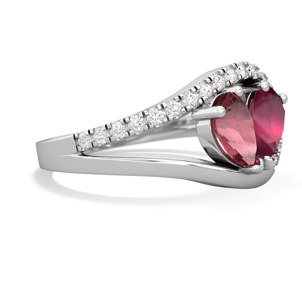 Pink Tourmaline Nestled Heart Keepsake 14K White Gold ring R5650