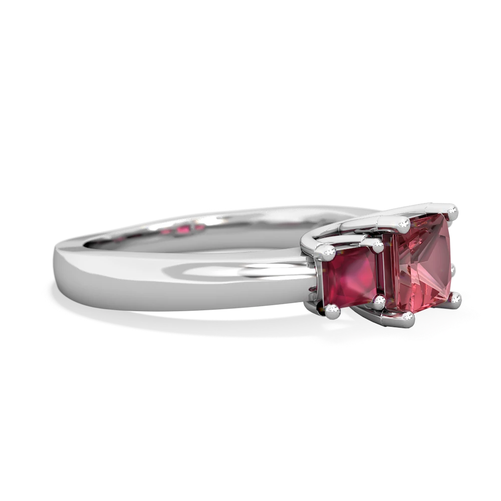 Pink Tourmaline Three Stone Trellis 14K White Gold ring R4015