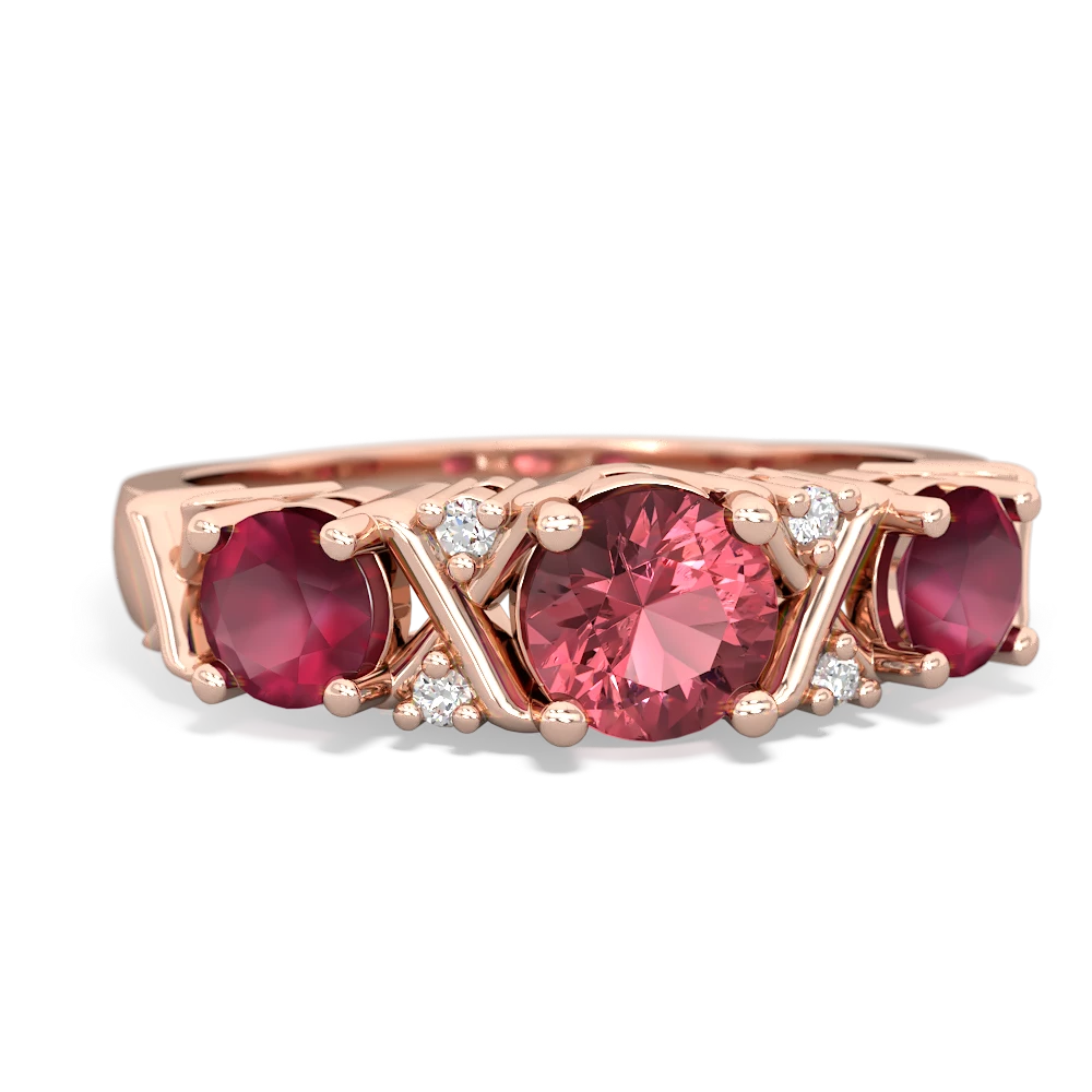 Pink Tourmaline Hugs And Kisses 14K Rose Gold ring R5016