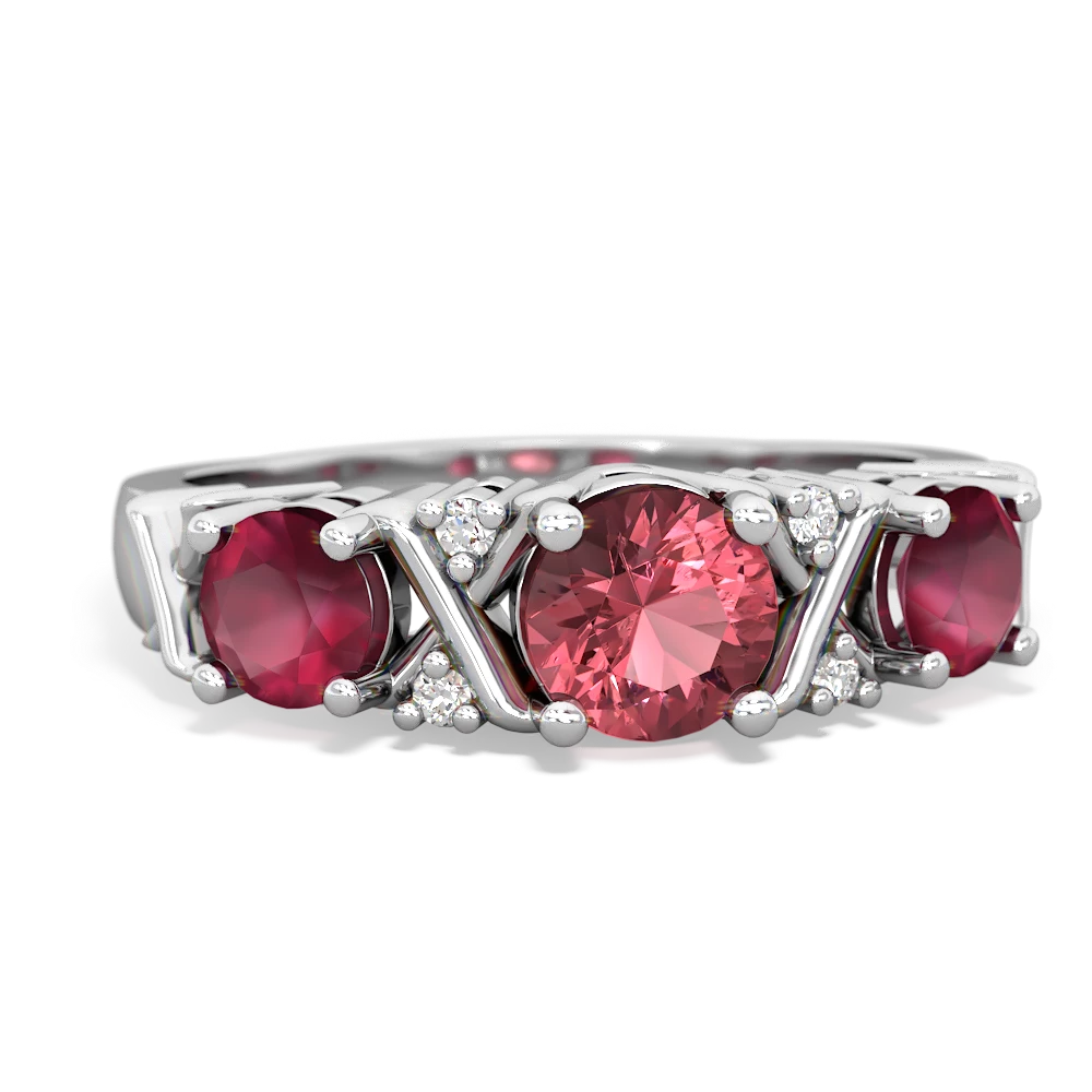 Pink Tourmaline Hugs And Kisses 14K White Gold ring R5016