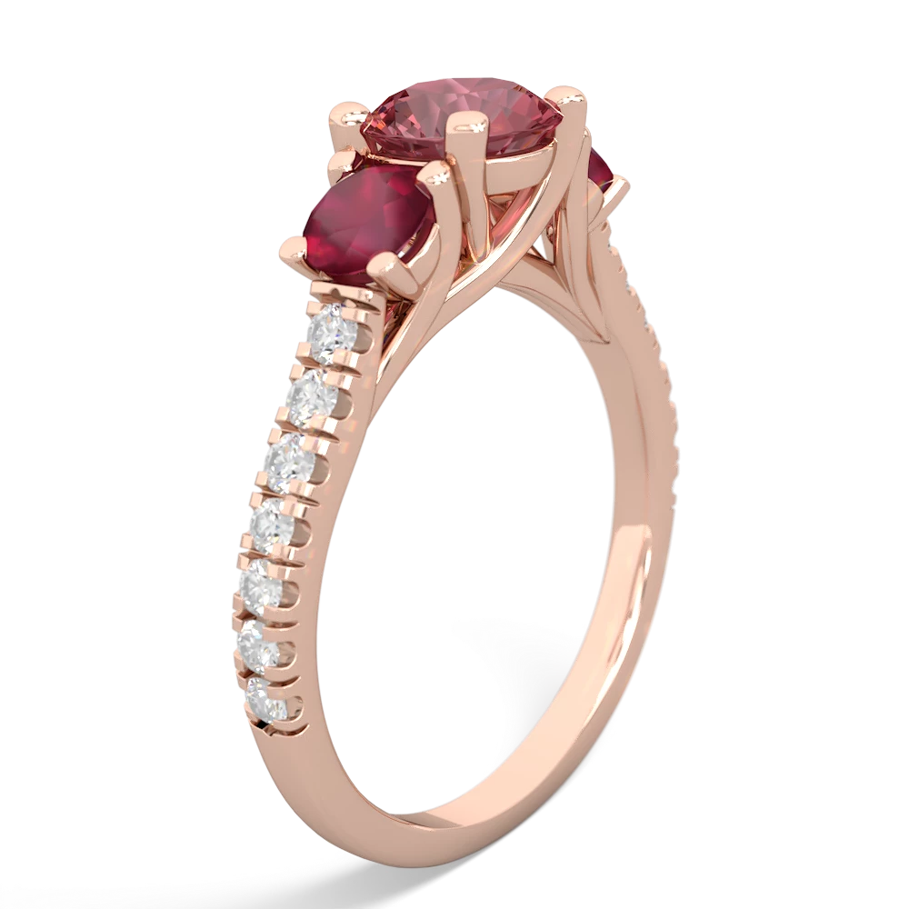 Pink Tourmaline Pave Trellis 14K Rose Gold ring R5500