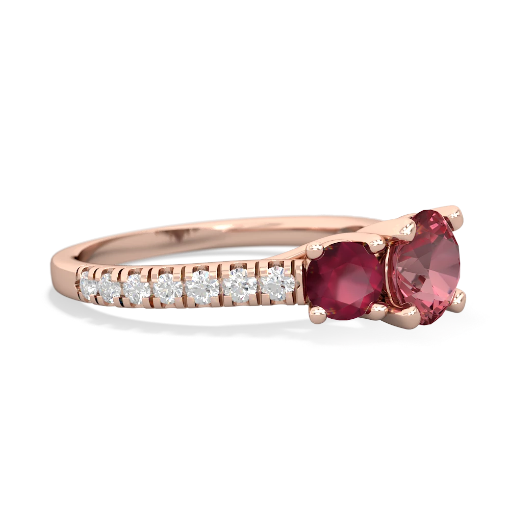 Pink Tourmaline Pave Trellis 14K Rose Gold ring R5500