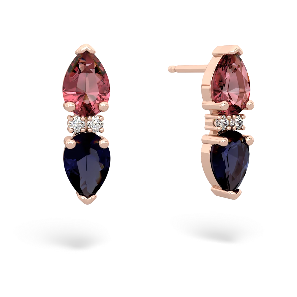 Pink Tourmaline Bowtie Drop 14K Rose Gold earrings E0865