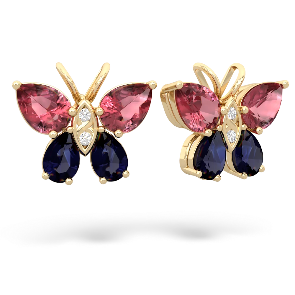 Pink Tourmaline Butterfly 14K Yellow Gold earrings E2215