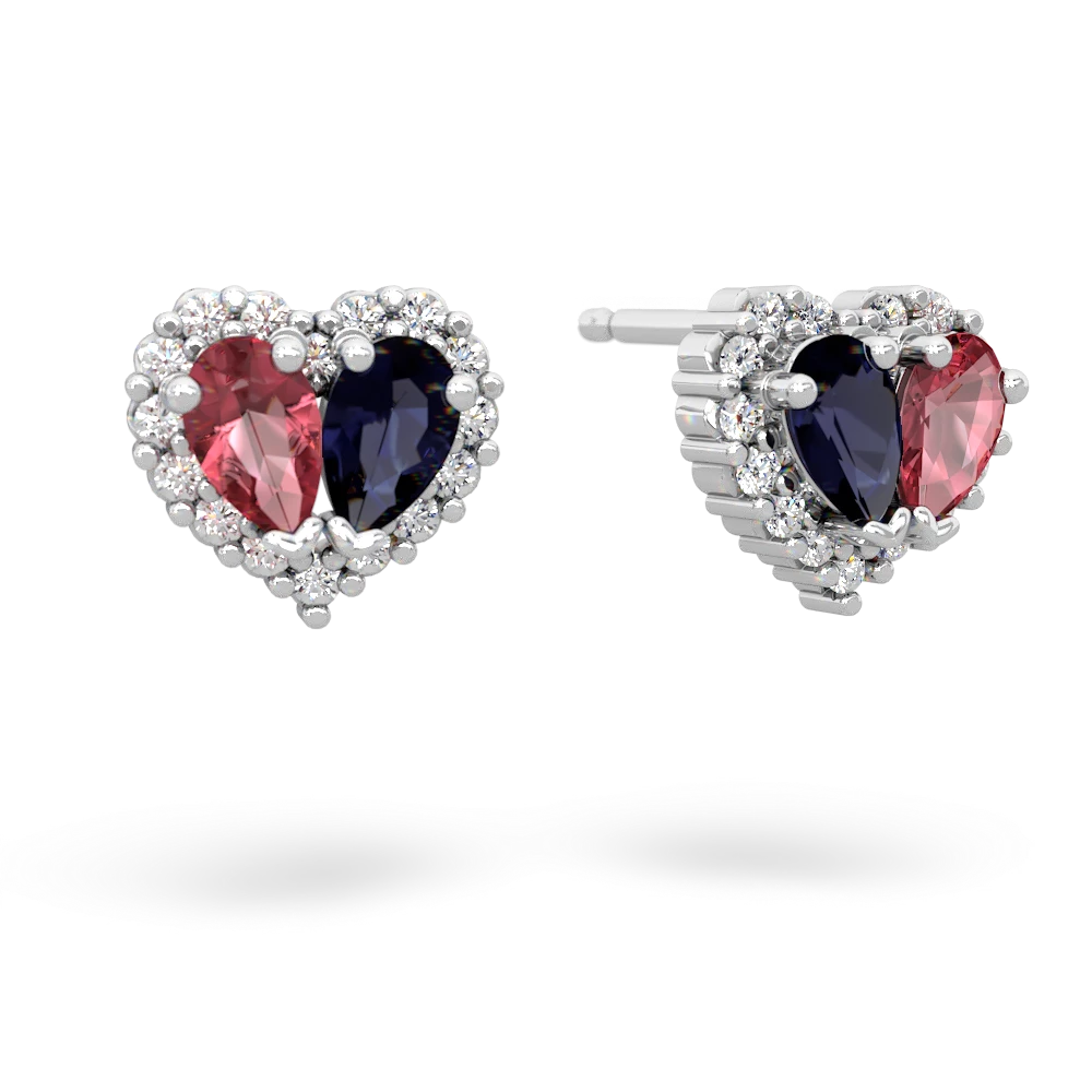 Pink Tourmaline Halo 14K White Gold earrings E7008