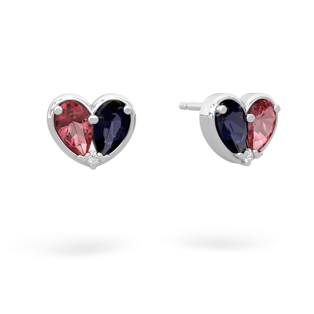 Pink Tourmaline 'Our Heart' 14K White Gold earrings E5072