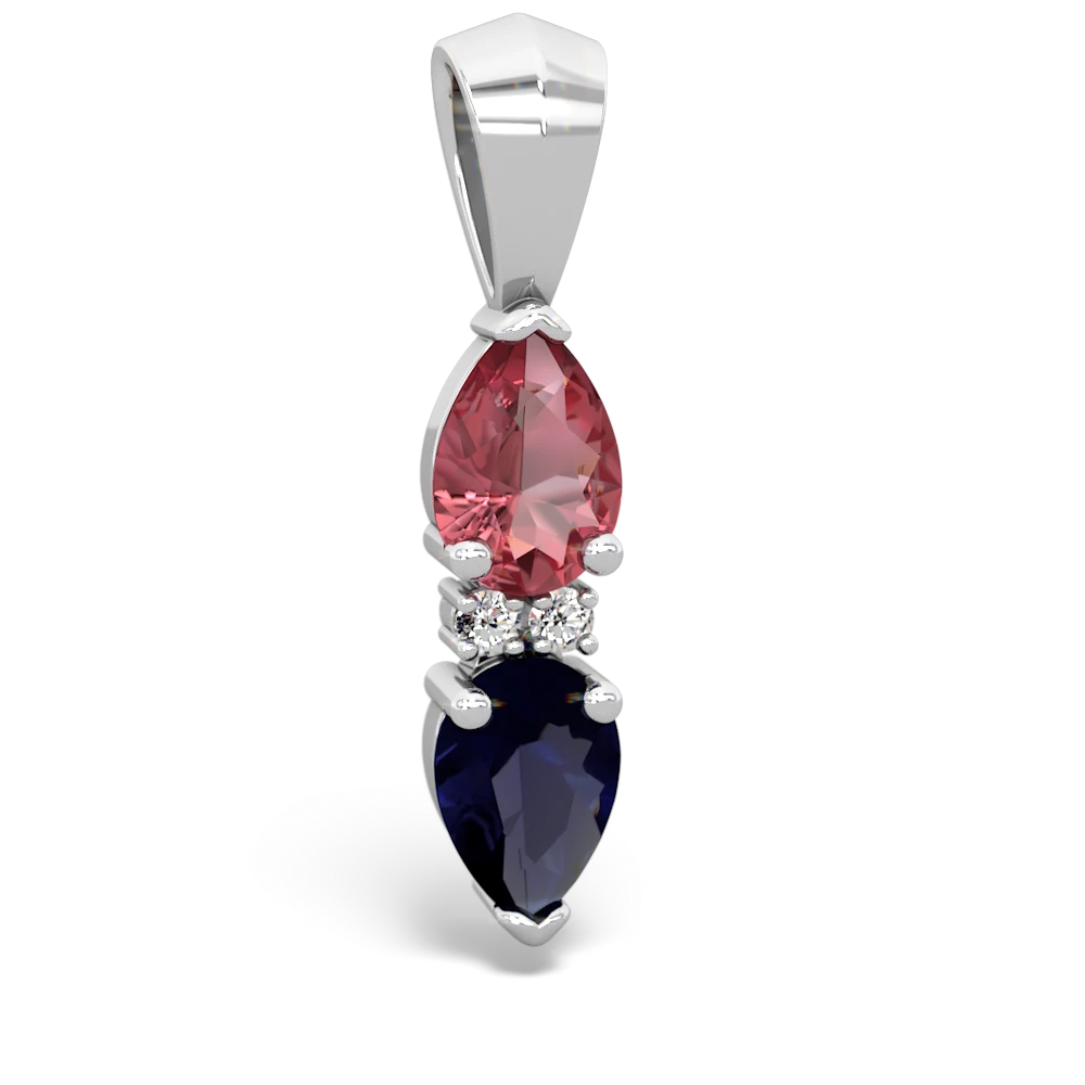 Pink Tourmaline Bowtie Drop 14K White Gold pendant P0865