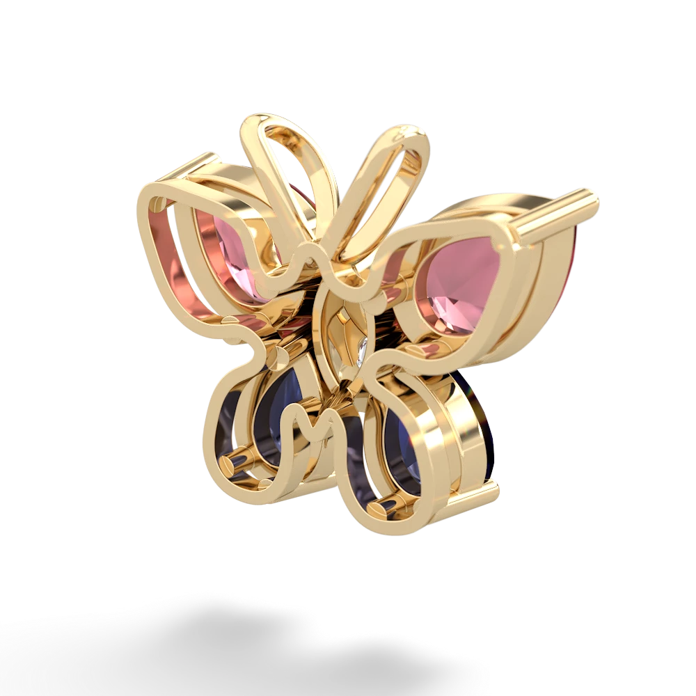 Pink Tourmaline Butterfly 14K Yellow Gold pendant P2215