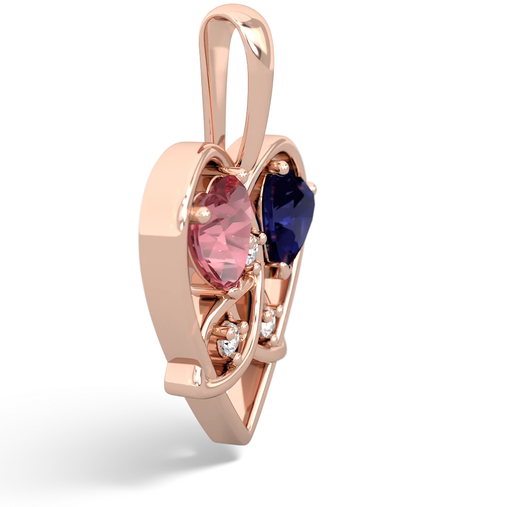 Pink Tourmaline Celtic Trinity Heart 14K Rose Gold pendant P5331