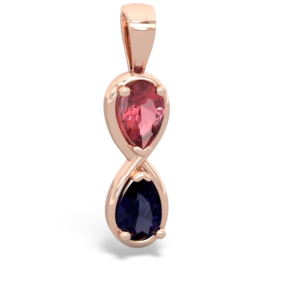 Pink Tourmaline Infinity 14K Rose Gold pendant P5050