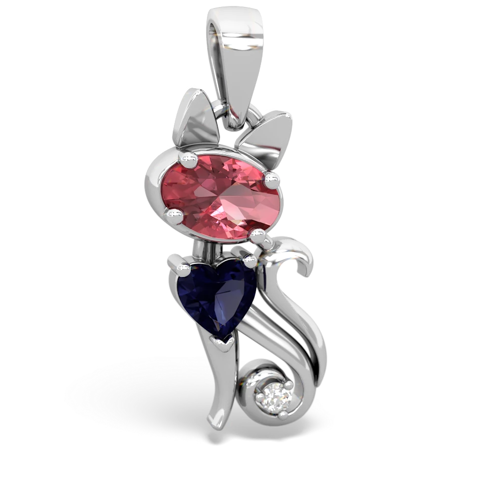 Pink Tourmaline Kitten 14K White Gold pendant P5780