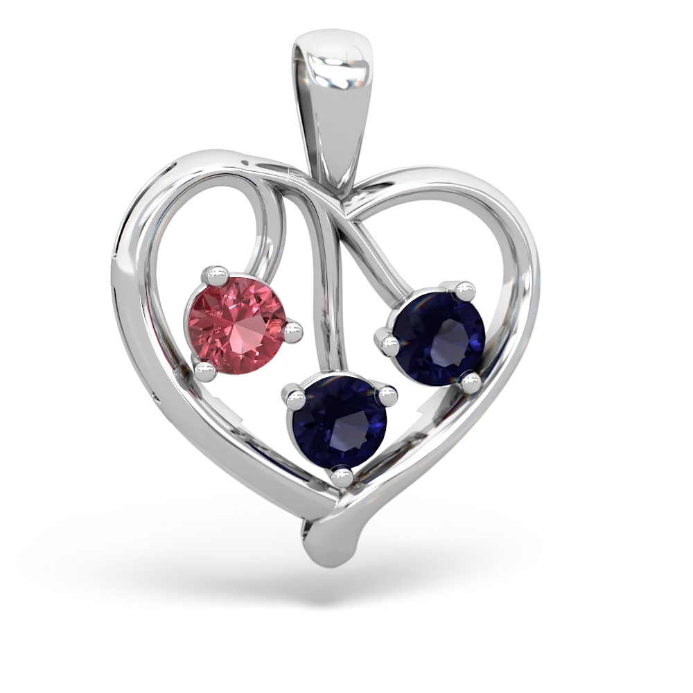 Pink Tourmaline Glowing Heart 14K White Gold pendant P2233