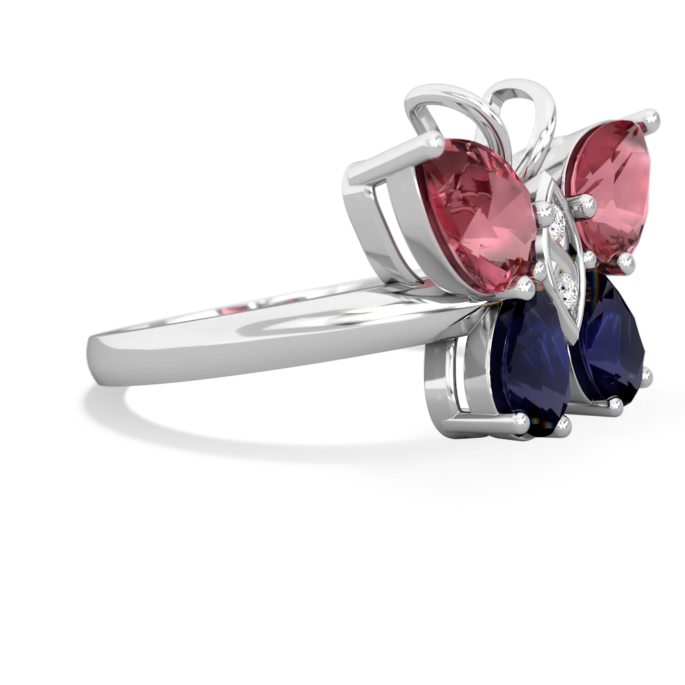 Pink Tourmaline Butterfly 14K White Gold ring R2215