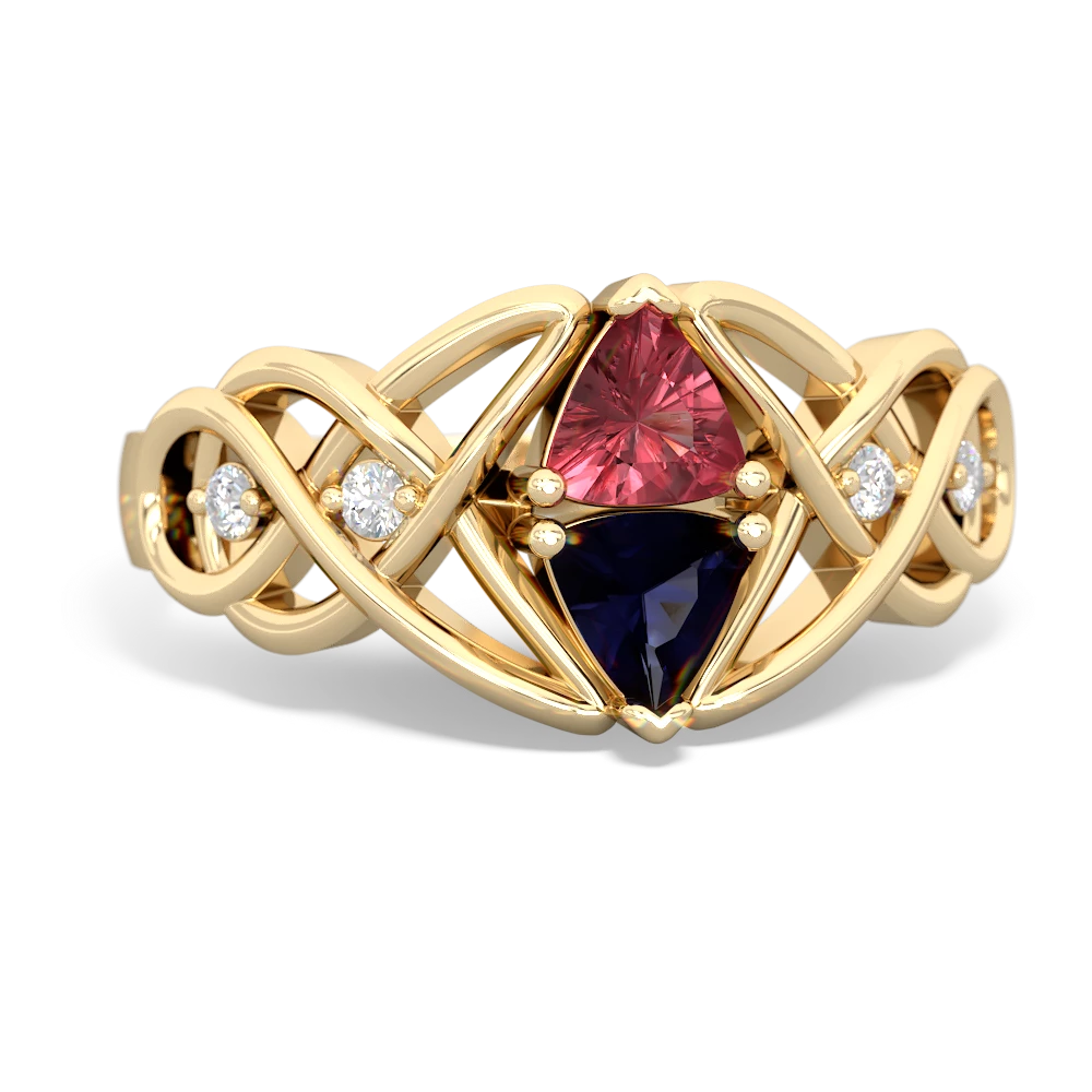 Pink Tourmaline Keepsake Celtic Knot 14K Yellow Gold ring R5300