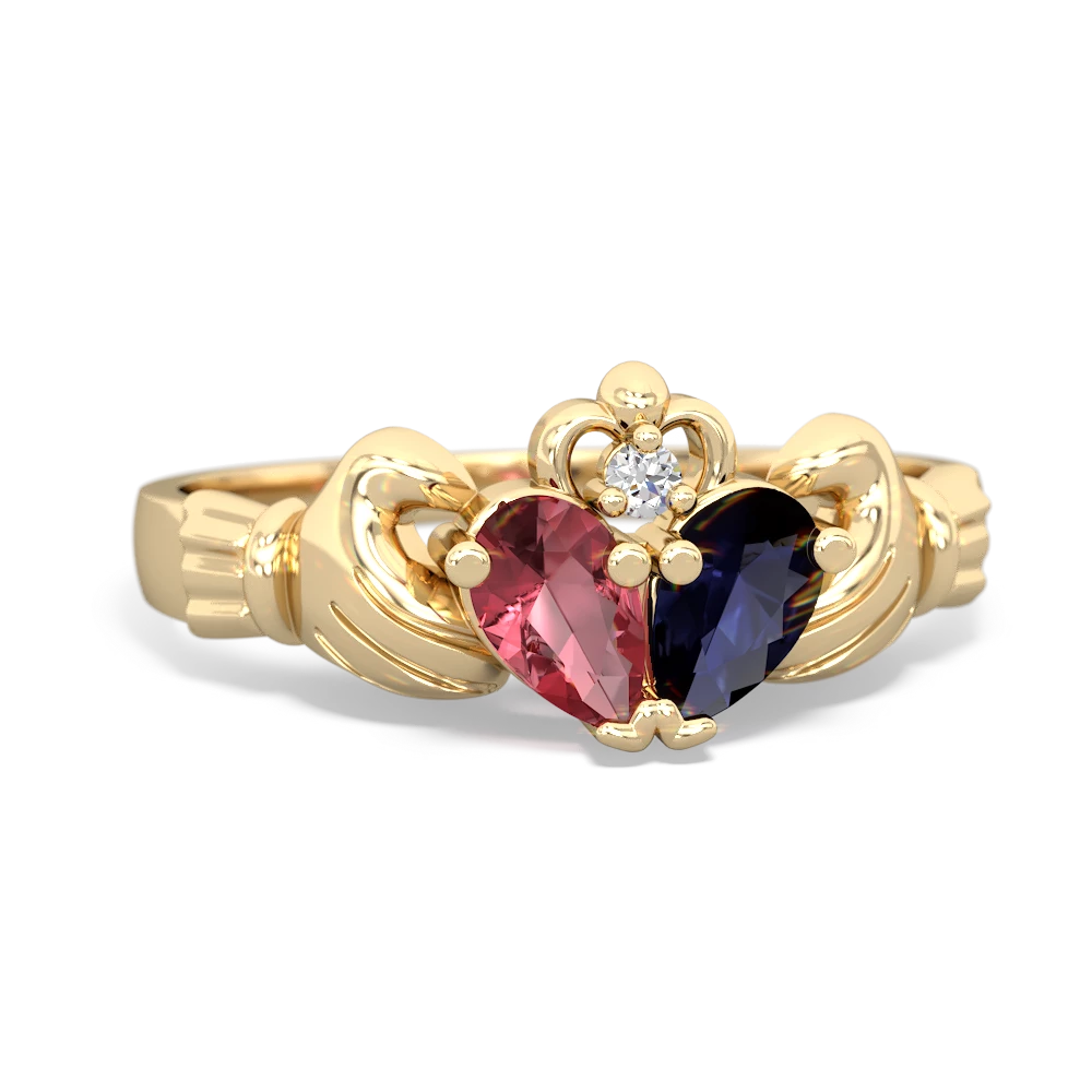 Pink Tourmaline 'Our Heart' Claddagh 14K Yellow Gold ring R2388