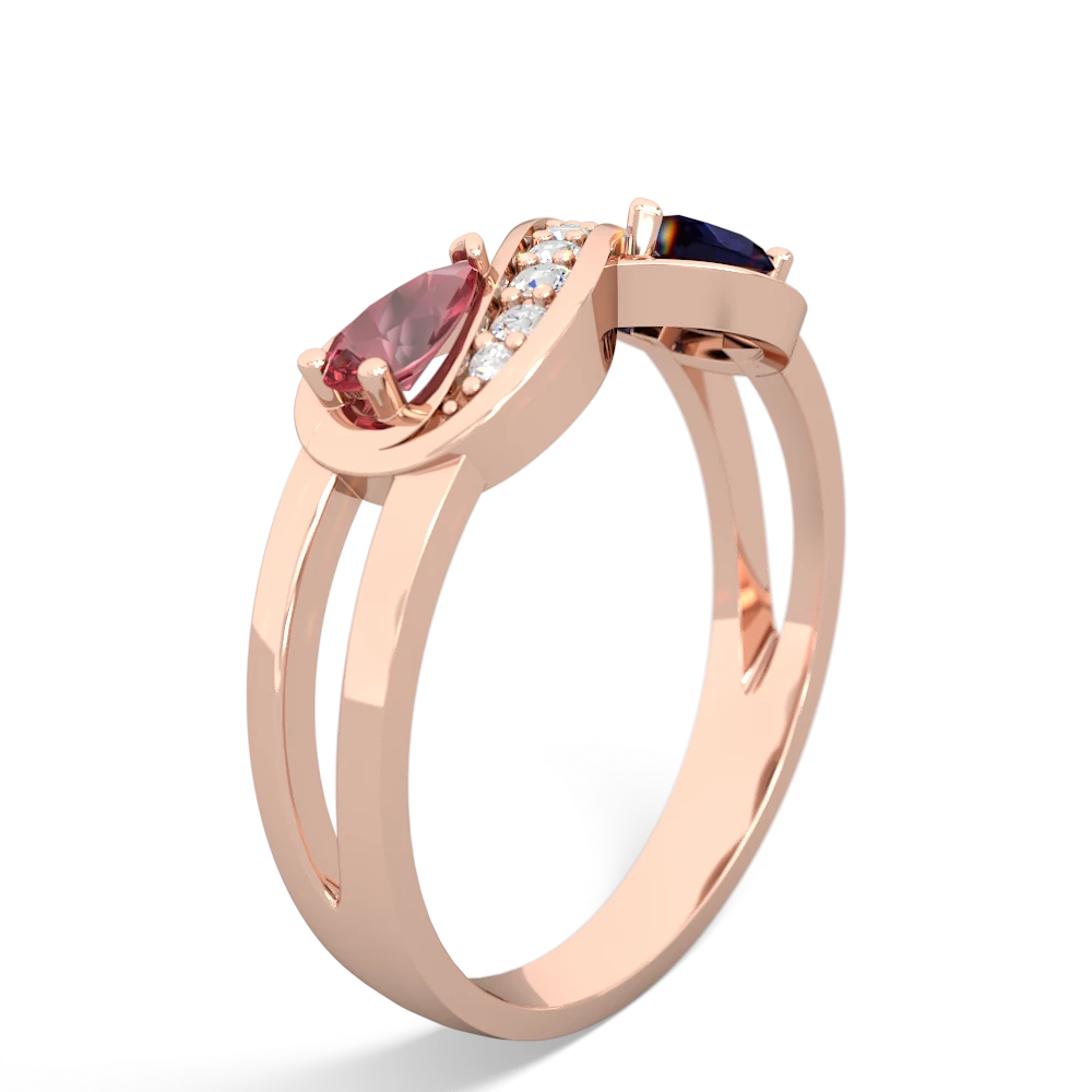 Pink Tourmaline Diamond Infinity 14K Rose Gold ring R5390