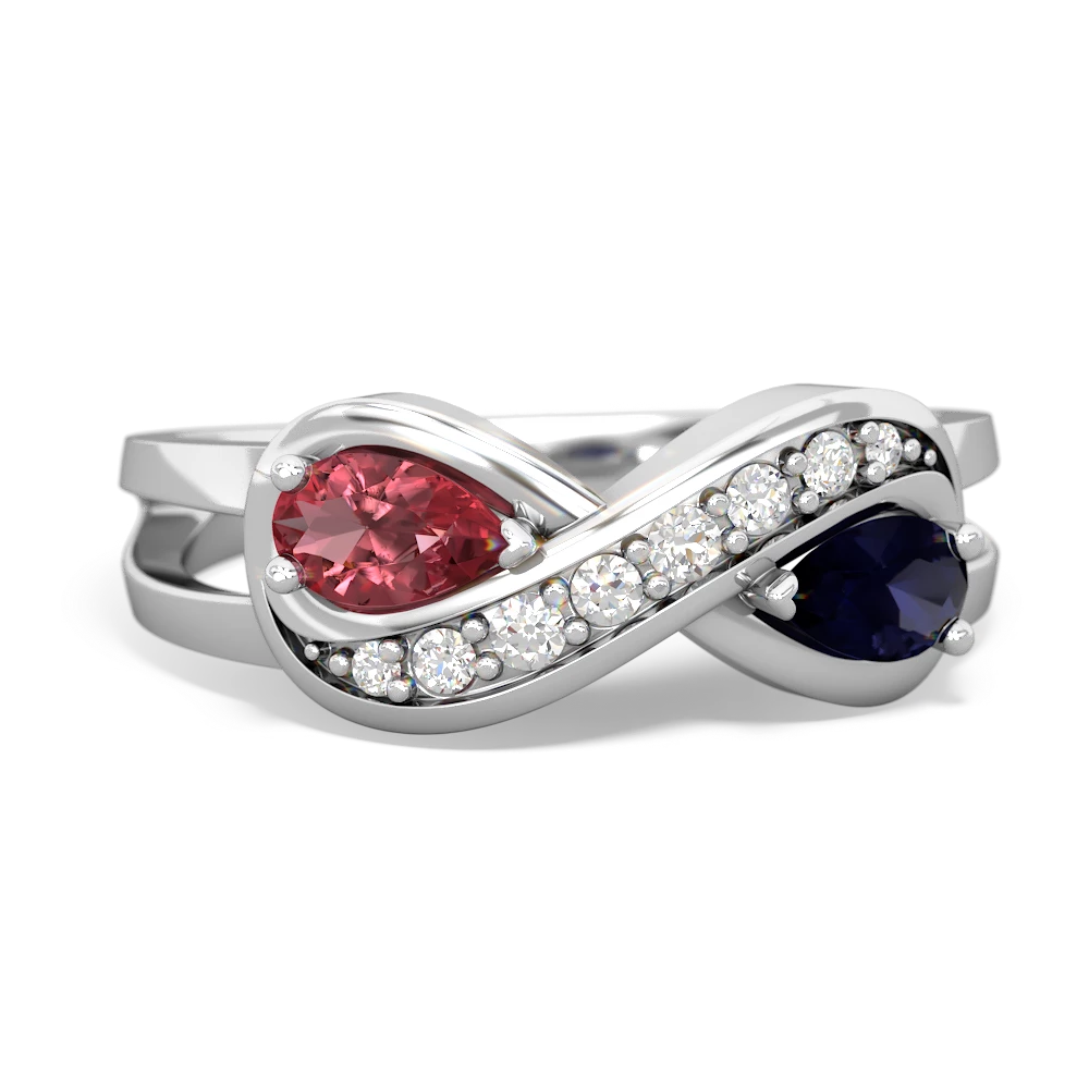 Pink Tourmaline Diamond Infinity 14K White Gold ring R5390