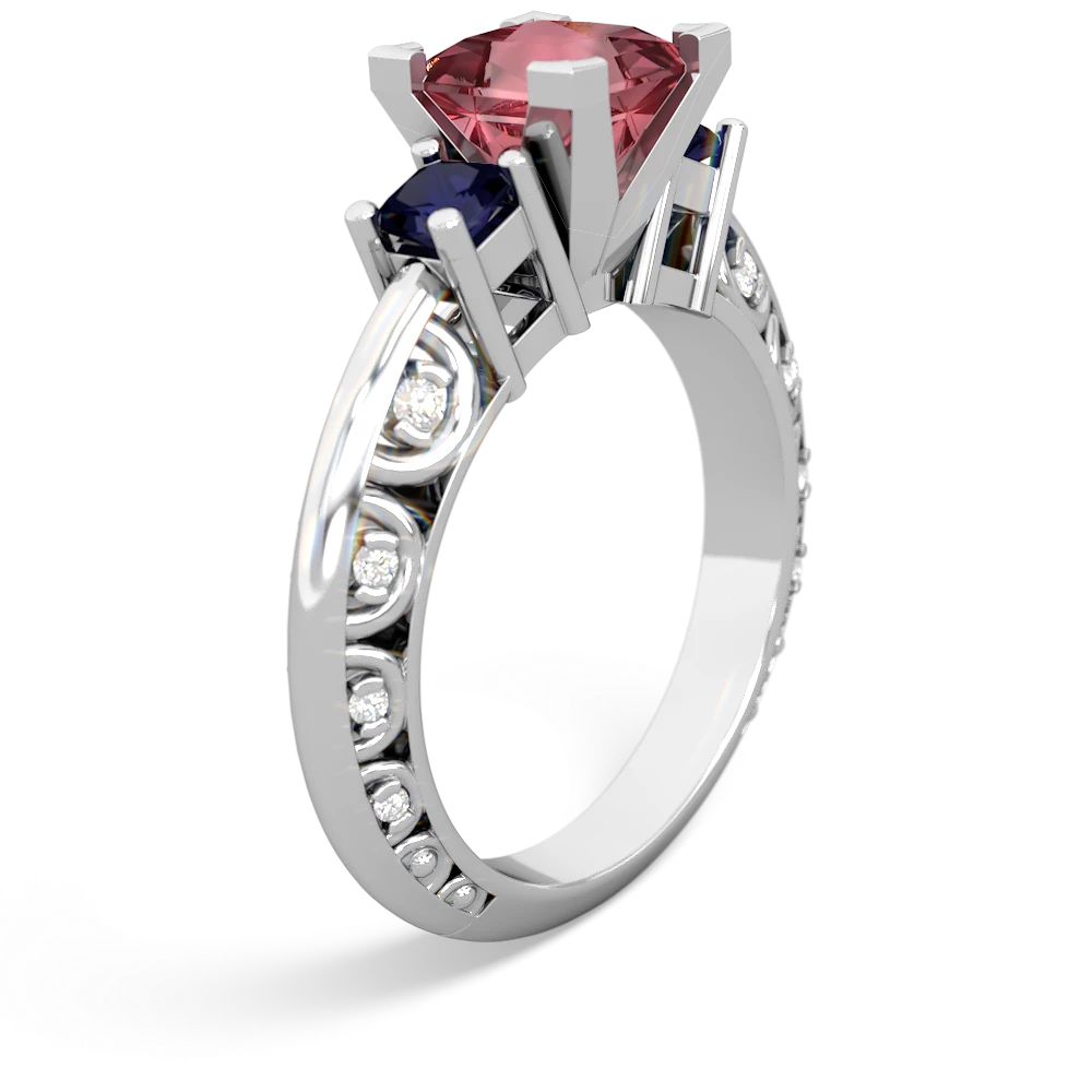 Pink Tourmaline Eternal Embrace Engagement 14K White Gold ring C2001