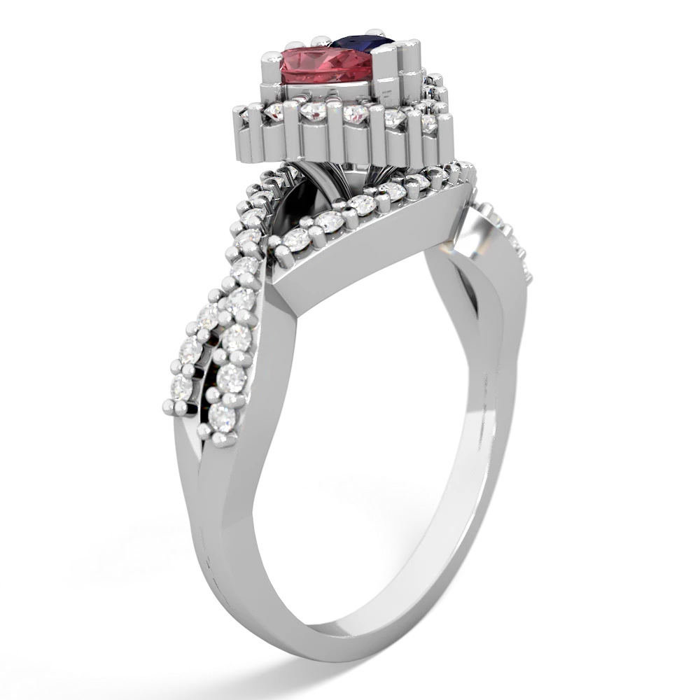 Pink Tourmaline Diamond Twist 'One Heart' 14K White Gold ring R2640HRT