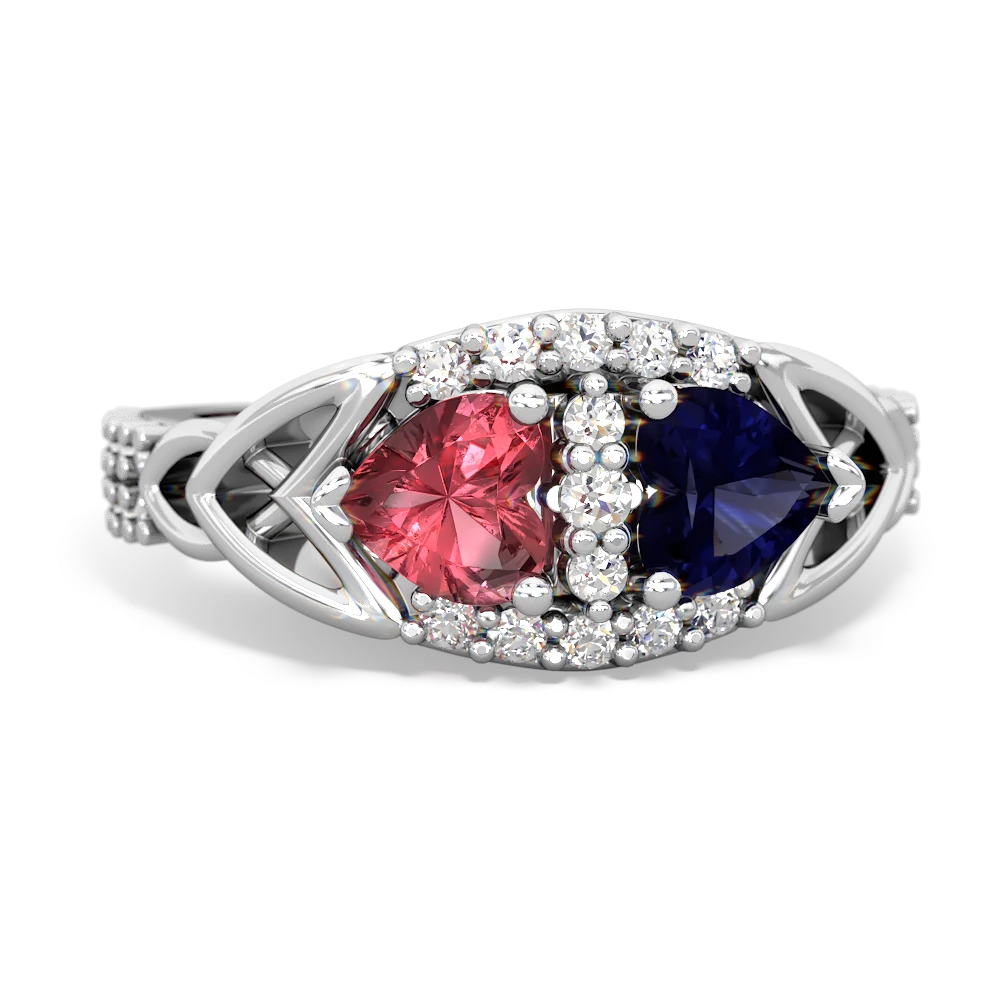 Pink Tourmaline Sparkling Celtic Knot 14K White Gold ring R2645