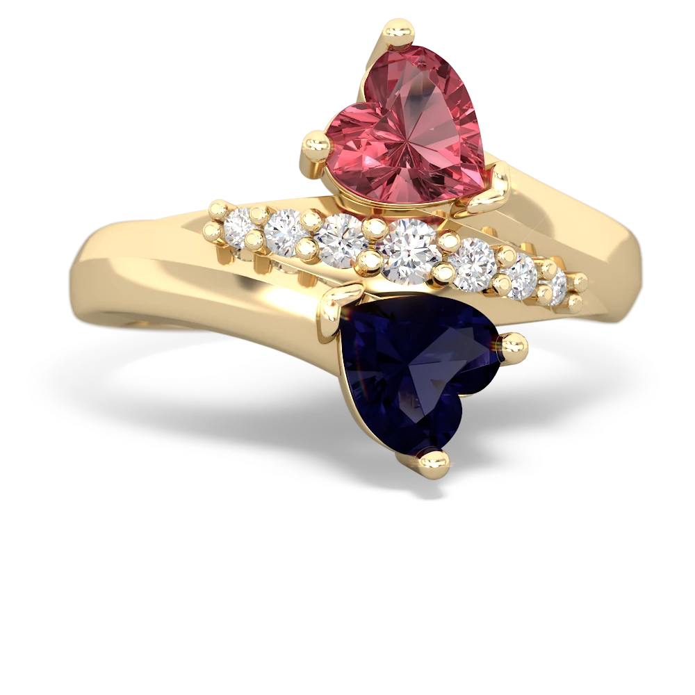 Pink Tourmaline Heart To Heart 14K Yellow Gold ring R2064